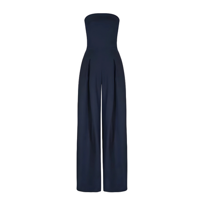 Dames - Strapless Wijd Uitgesneden Jumpsuit - Elegante Pasvorm - Formele Gelegenheden - CELESTINA DESIGN