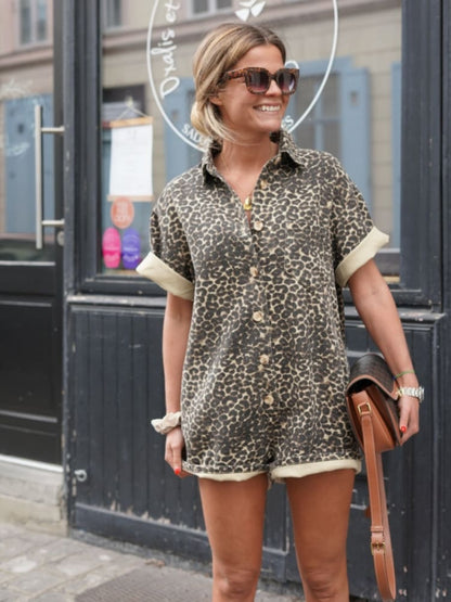 Korte Playsuit - Dames - Luipaardprint - Casual Outfit - SPEELSE STIJL