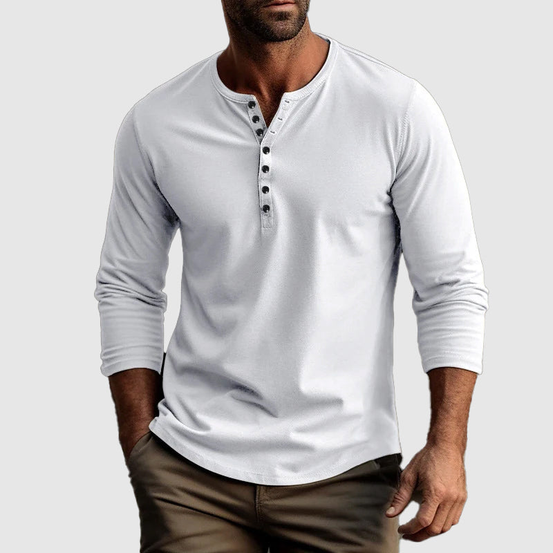 Heren - Henley Shirt - Ademend Katoen - Casual Stijl - AYMERIC CLASSIC