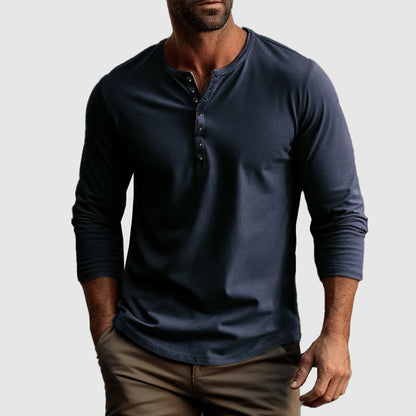 Heren - Henley Shirt - Ademend Katoen - Casual Stijl - AYMERIC CLASSIC