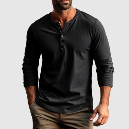 Heren - Henley Shirt - Ademend Katoen - Casual Stijl - AYMERIC CLASSIC