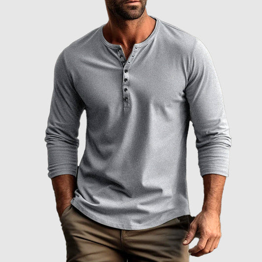 Heren - Henley Shirt - Ademend Katoen - Casual Stijl - AYMERIC CLASSIC