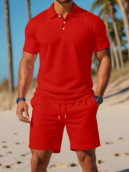 Eadric | Zomerset Heren met Polo en Short in Ademend Ton-sur-Ton Design 12