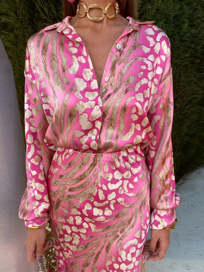 Elise | Luxe Tweedelige Set Dames met Knoopdetail en Glansaccenten 1
