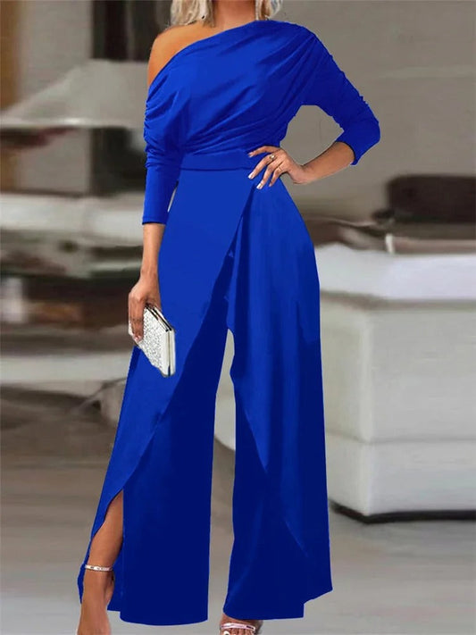 Dames - Jumpsuit met Lange Mouwen - Vloeiende Beweging - Avondkleding en Vrijetijdskleding - ELEGANTE STIJL