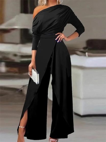 Dames - Jumpsuit met Lange Mouwen - Vloeiende Beweging - Avondkleding en Vrijetijdskleding - ELEGANTE STIJL