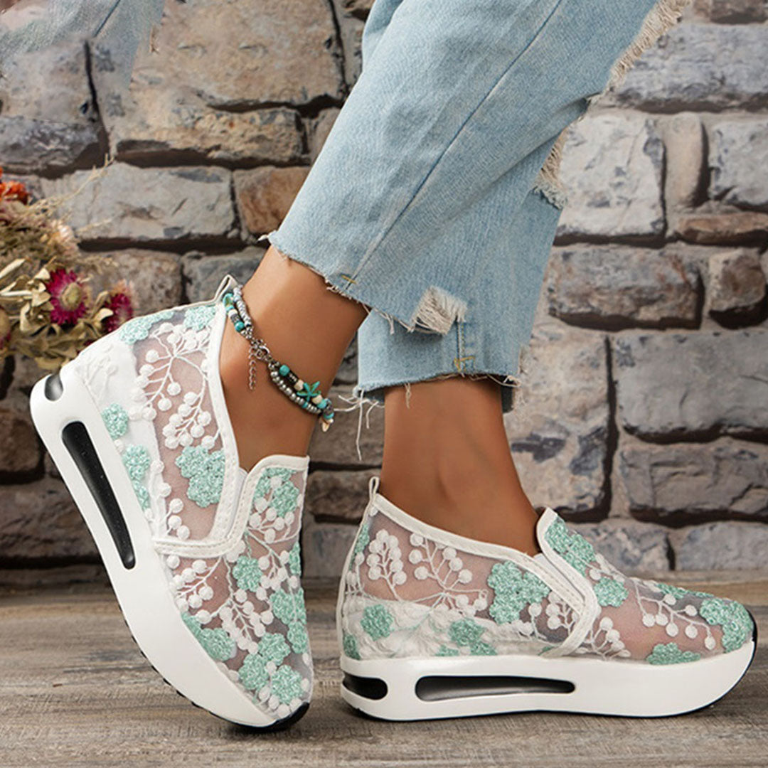 Sneakers - Vrouwen - Kant Bloemenprint - Comfort Stijl - LUNA