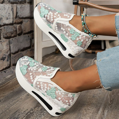 Sneakers - Vrouwen - Kant Bloemenprint - Comfort Stijl - LUNA