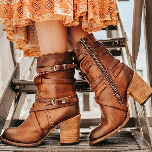 Enkellaarsjes - Vrouwen - Leren - Laarzen - Vintage Enkellaarsjes