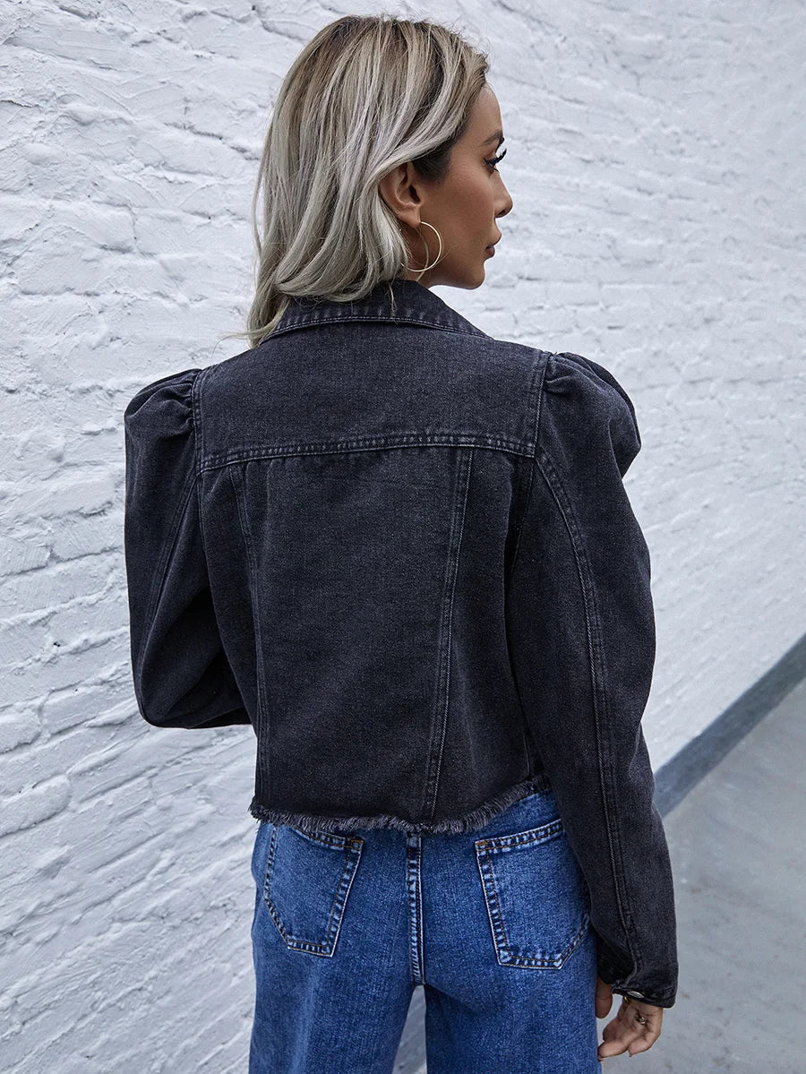 Vrouwen - Korte Denim Jas - Slim-Fit Ontwerp - Casual Chic - DENIM JAS KORT