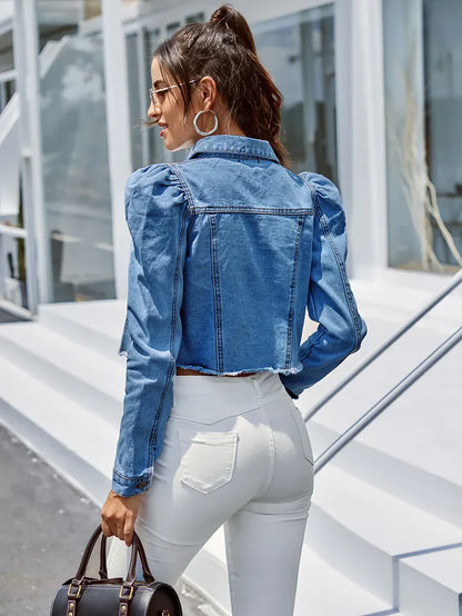Vrouwen - Korte Denim Jas - Slim-Fit Ontwerp - Casual Chic - DENIM JAS KORT