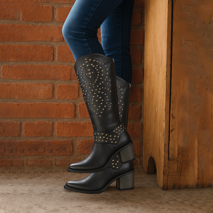 Kniehoge Laarzen - Dames - Studs - Westernlaarzen - Rebel