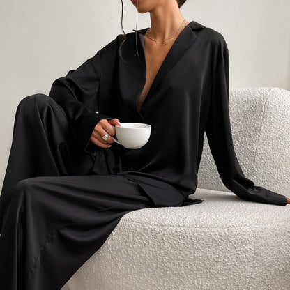 Oversized dames pyjamaset van satijn met chique glans – AURÉLIA SILKSLEEP