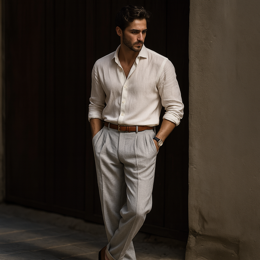 Jasper | Relaxed-Fit Linnen Broek voor Heren met Plooien en Rechte Pijp 0