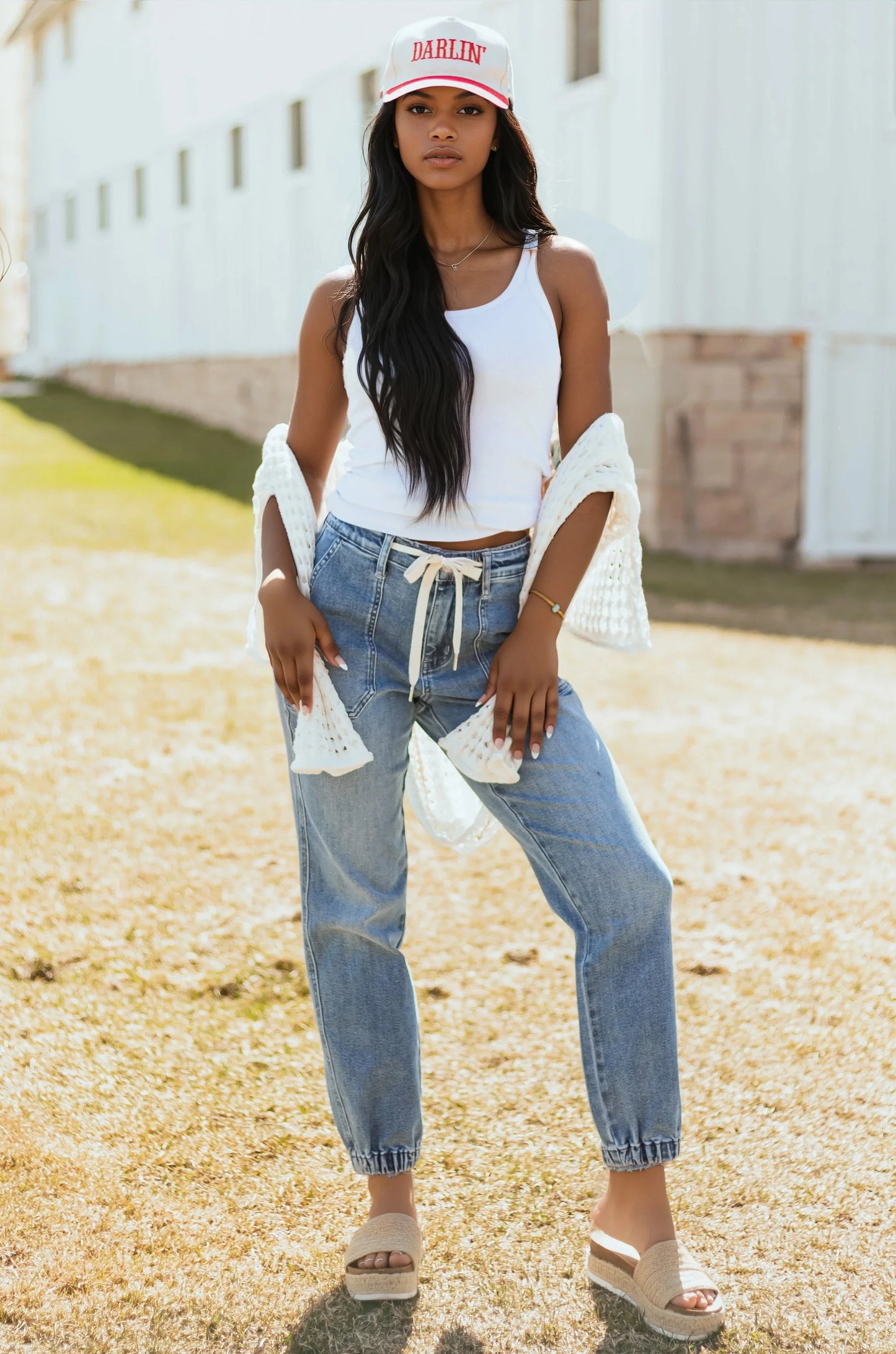 Jeans Jogger - Dames - Blauw Trekkoord - Comfort - Dames Jogger