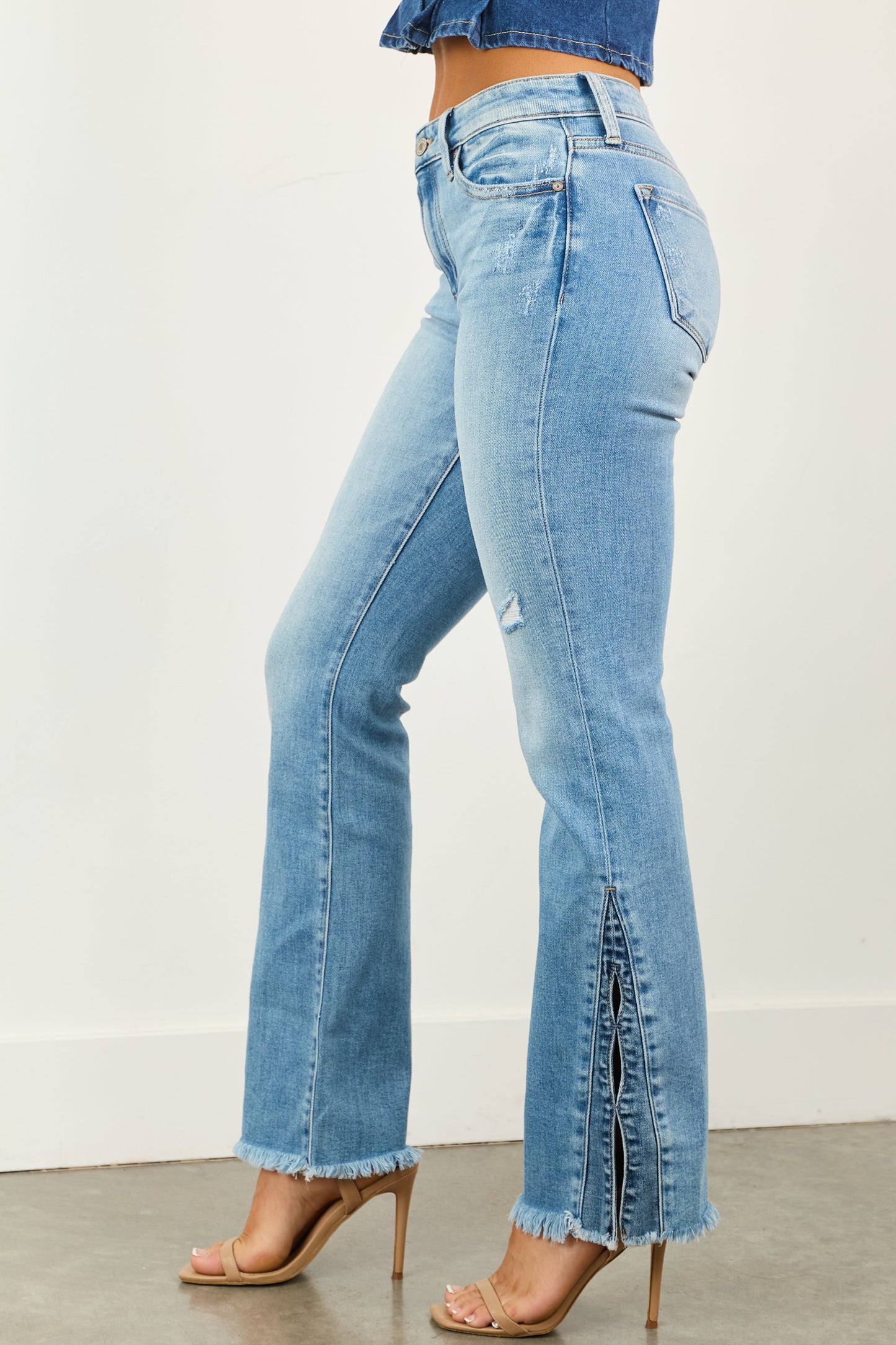 Flared Jeans - Dames - Denim Split - Blauw - Split Zoom