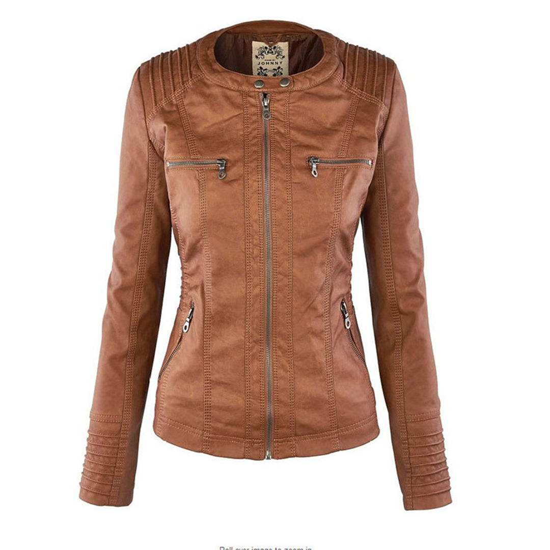 SIENNA - Weerbestendig dames lederjack met capuchon