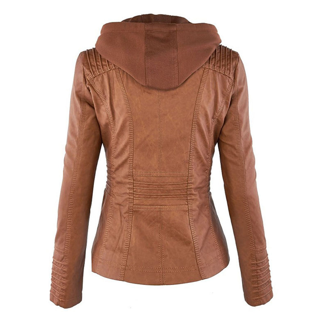 SIENNA - Weerbestendig dames lederjack met capuchon