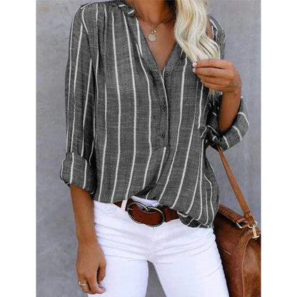 Lana | Losvallende Witte Blouse Dames met V-hals en Knoopsluiting 4