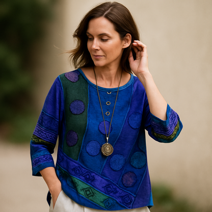 Lara | Boheemse Blouse Dames met Kleurvolle Print en Losse Pasvorm 1
