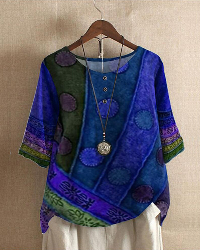 Lara | Boheemse Blouse Dames met Kleurvolle Print en Losse Pasvorm 3