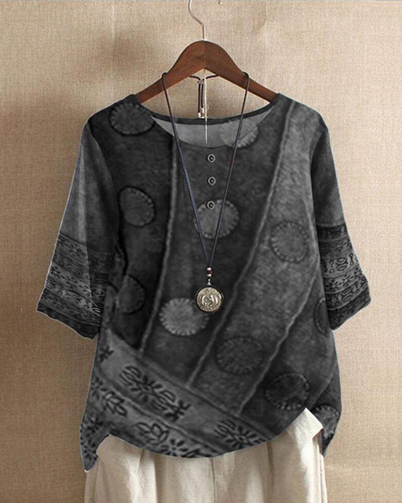 Lara | Boheemse Blouse Dames met Kleurvolle Print en Losse Pasvorm 4