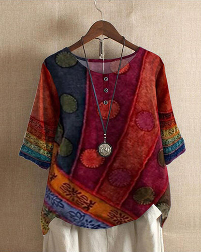 Lara | Boheemse Blouse Dames met Kleurvolle Print en Losse Pasvorm 7
