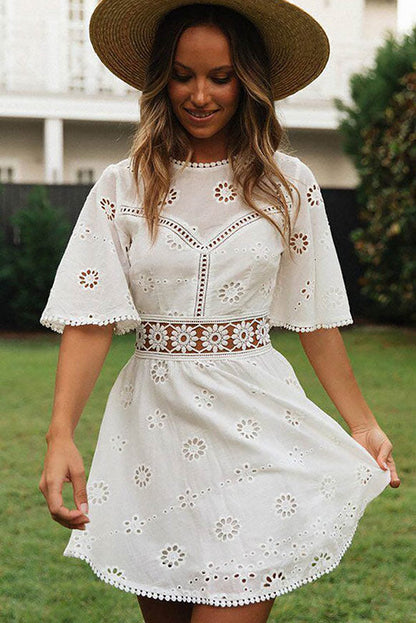 Lara | Korte Ibiza Boho Jurk voor Dames in Wit 2