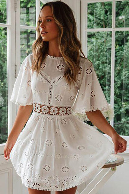 Lara | Korte Ibiza Boho Jurk voor Dames in Wit 5