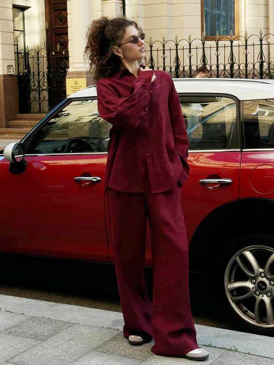 Lara | Lagenlook Set met Losvallende Broek en Open Blouse voor Dames 6