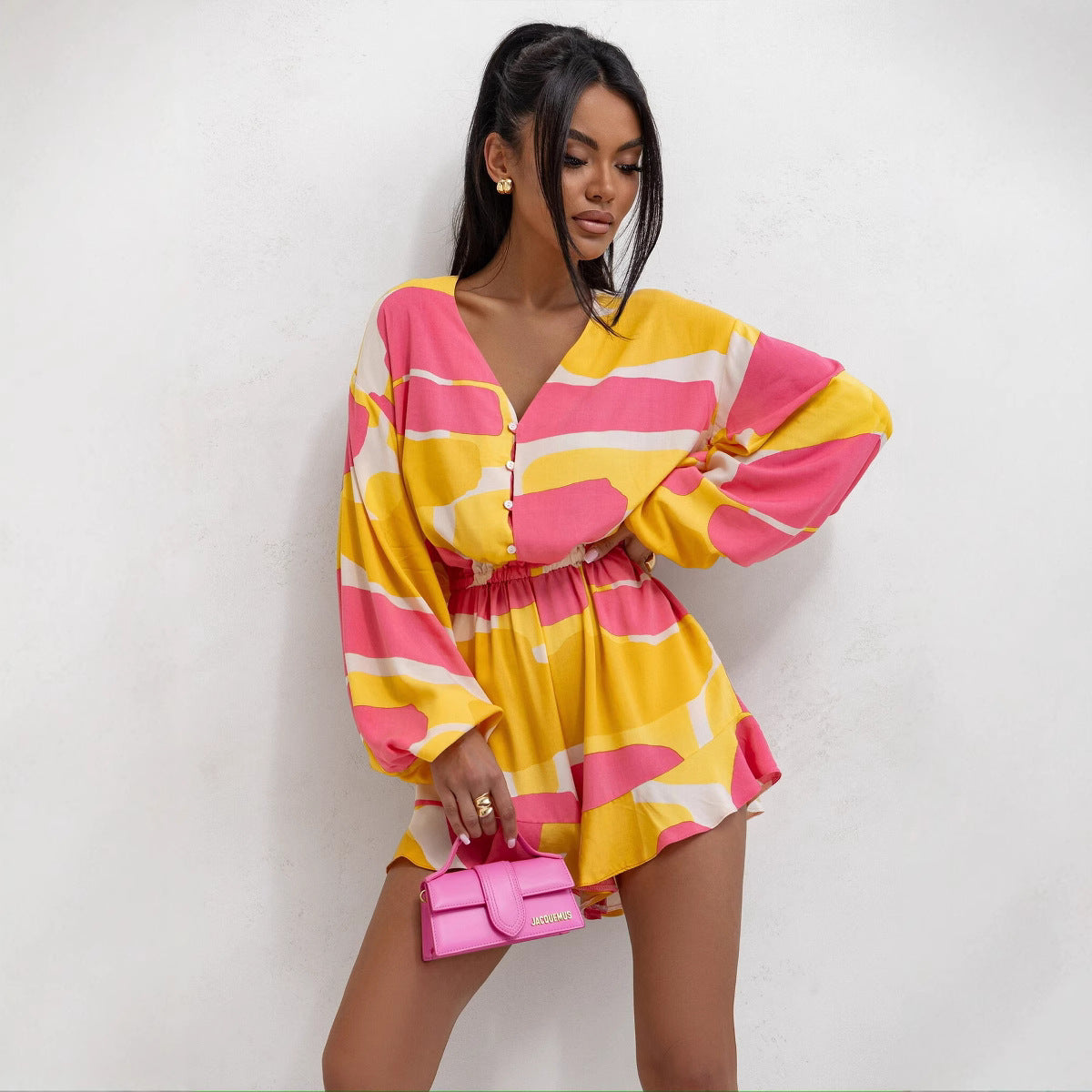 Lara | Speelse Playsuit met Ballonmouwen voor Dames 1