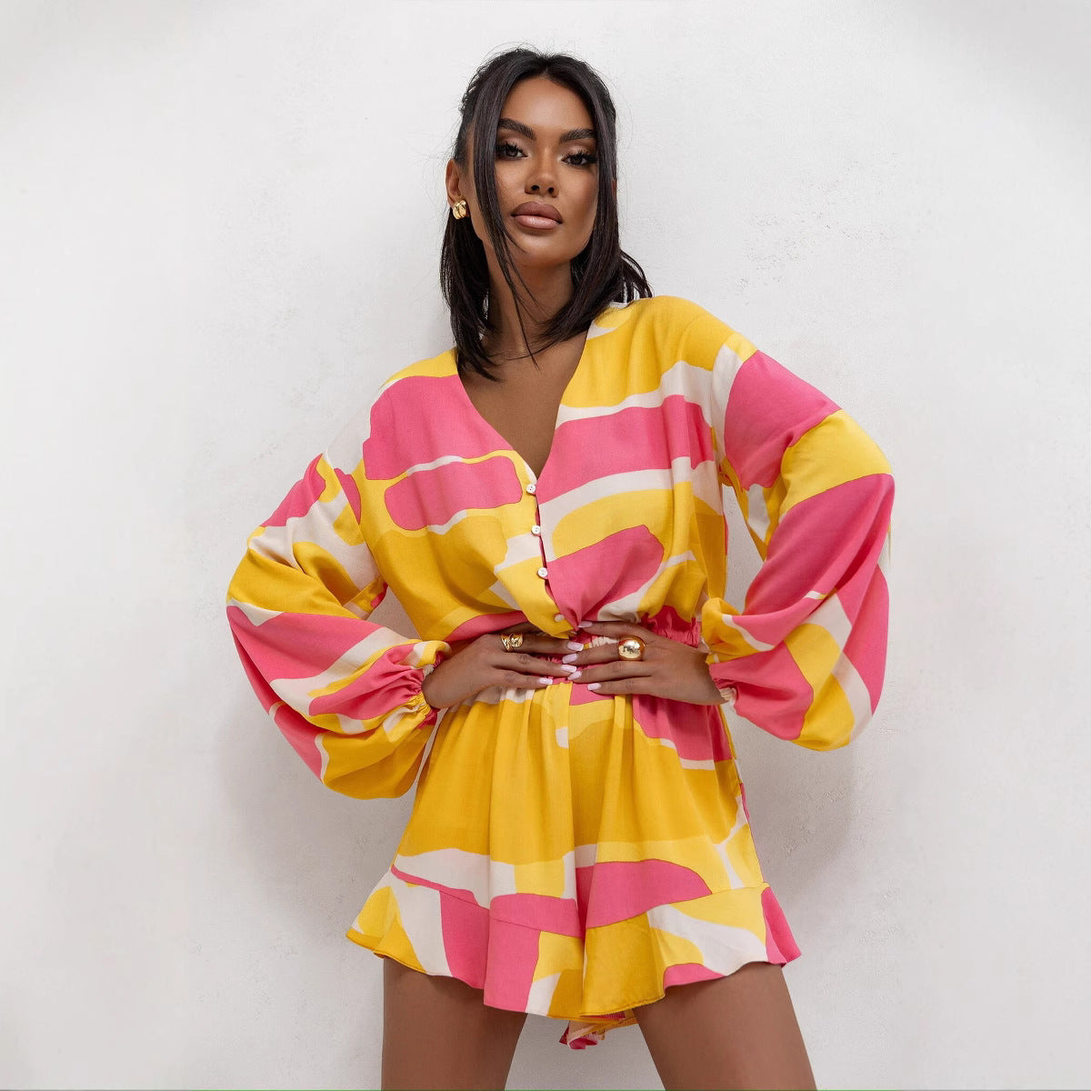 Lara | Speelse Playsuit met Ballonmouwen voor Dames 2