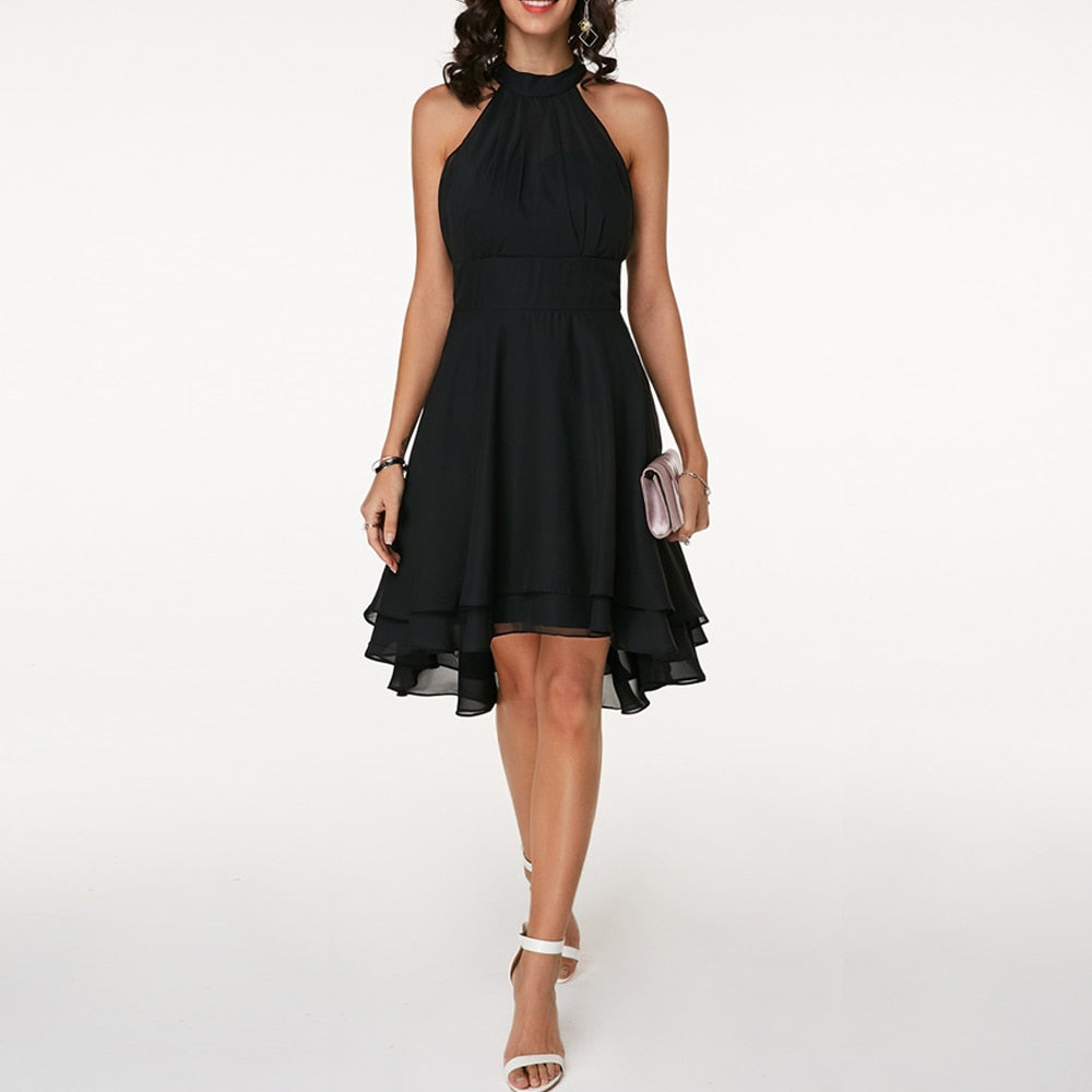 Lina | Halter Midi Jurk met Flatterend Silhouet voor Dames, Perfect voor Bruiloften en Feestjes 0