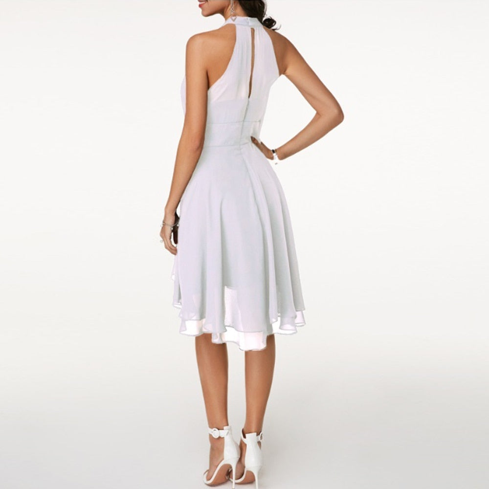 Lina | Halter Midi Jurk met Flatterend Silhouet voor Dames, Perfect voor Bruiloften en Feestjes 2
