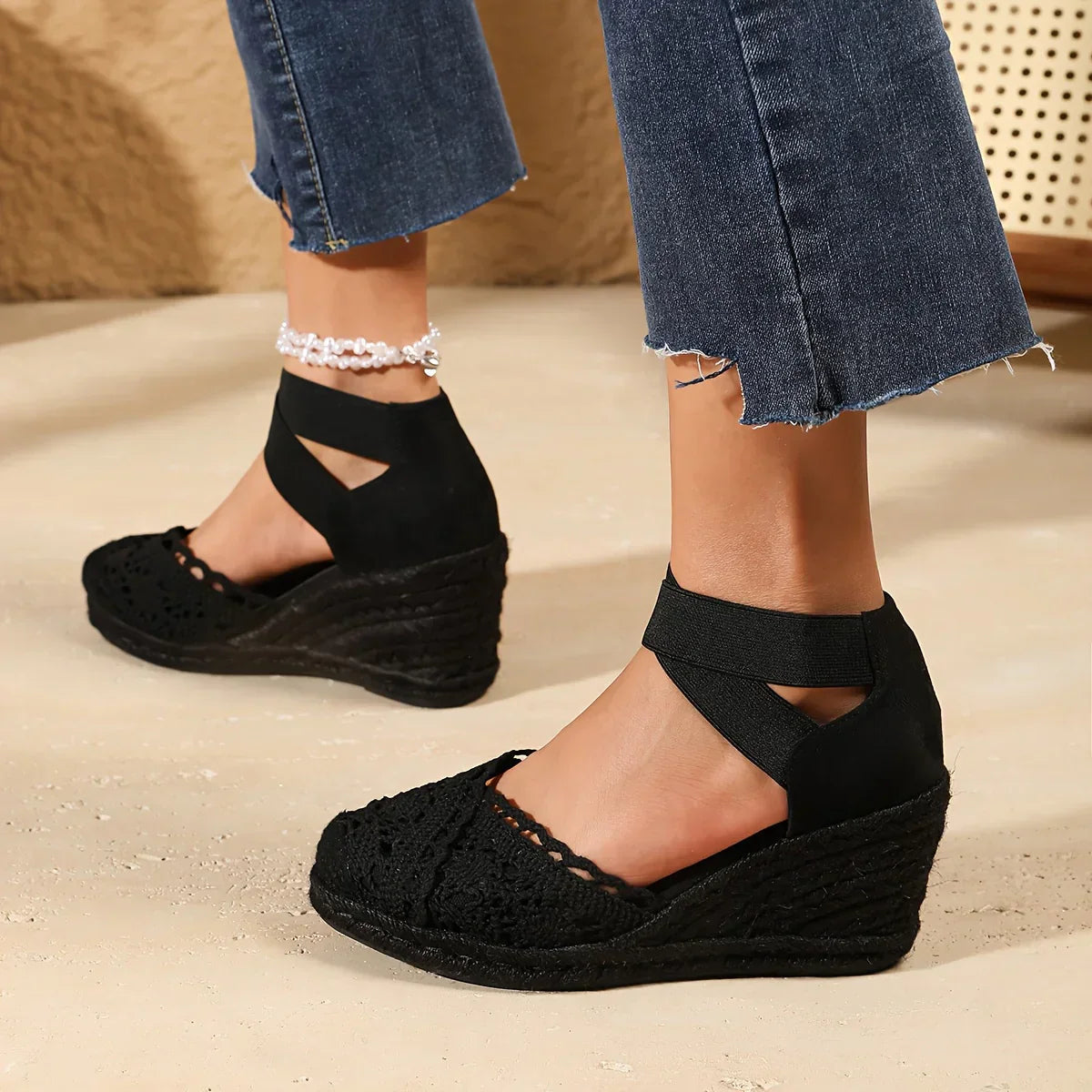 Lotte | Dames Sleehak met Gehaakt Detail en Elastische Enkelband 5