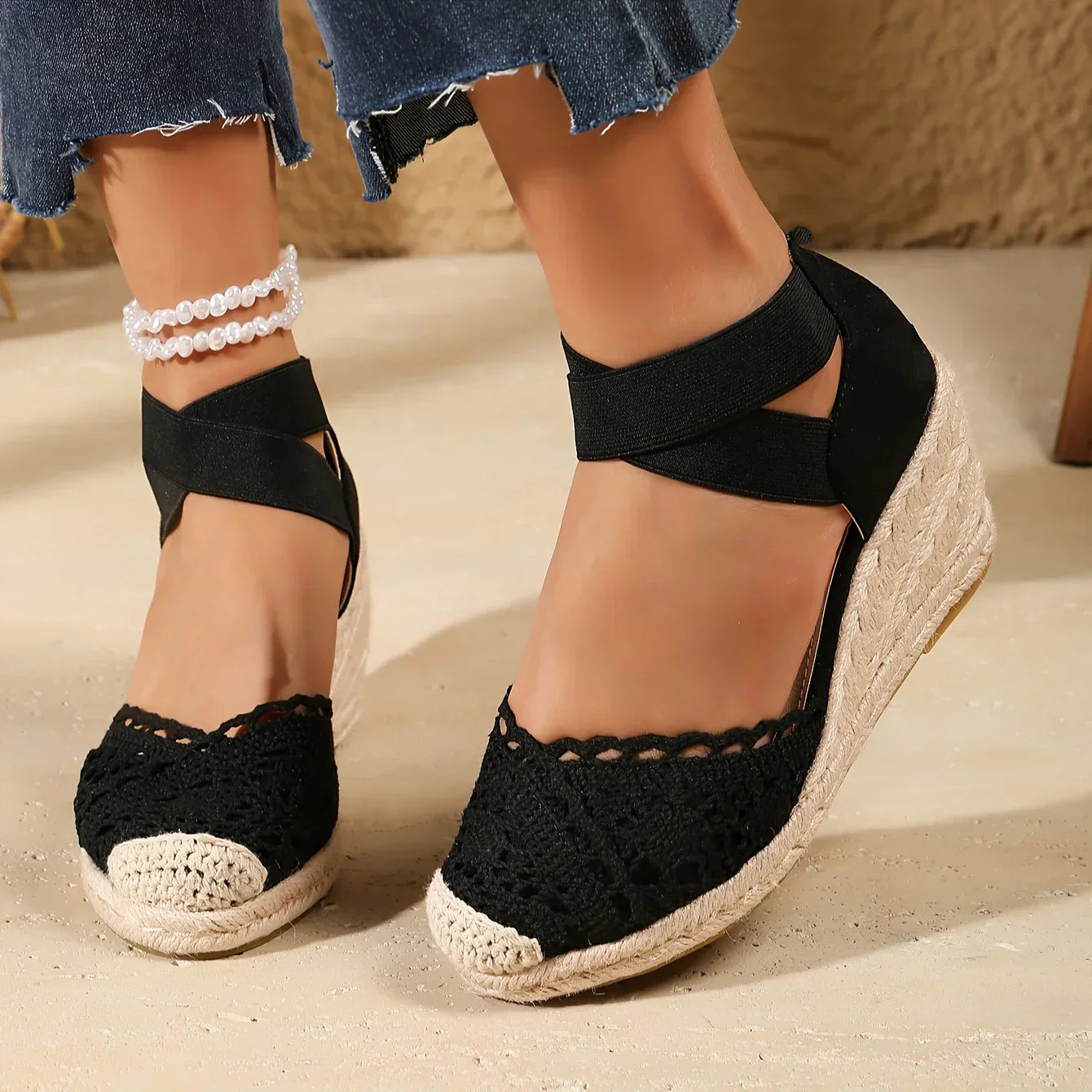 Lotte | Dames Sleehak met Gehaakt Detail en Elastische Enkelband 6