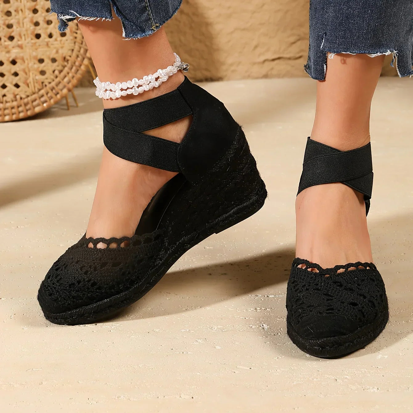 Lotte | Dames Sleehak met Gehaakt Detail en Elastische Enkelband 7