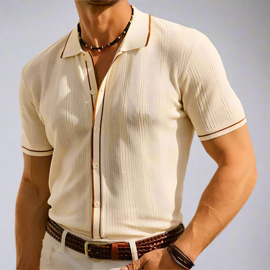 Luca | Gebreid Poloshirt voor Heren met Strakke Pasvorm 0