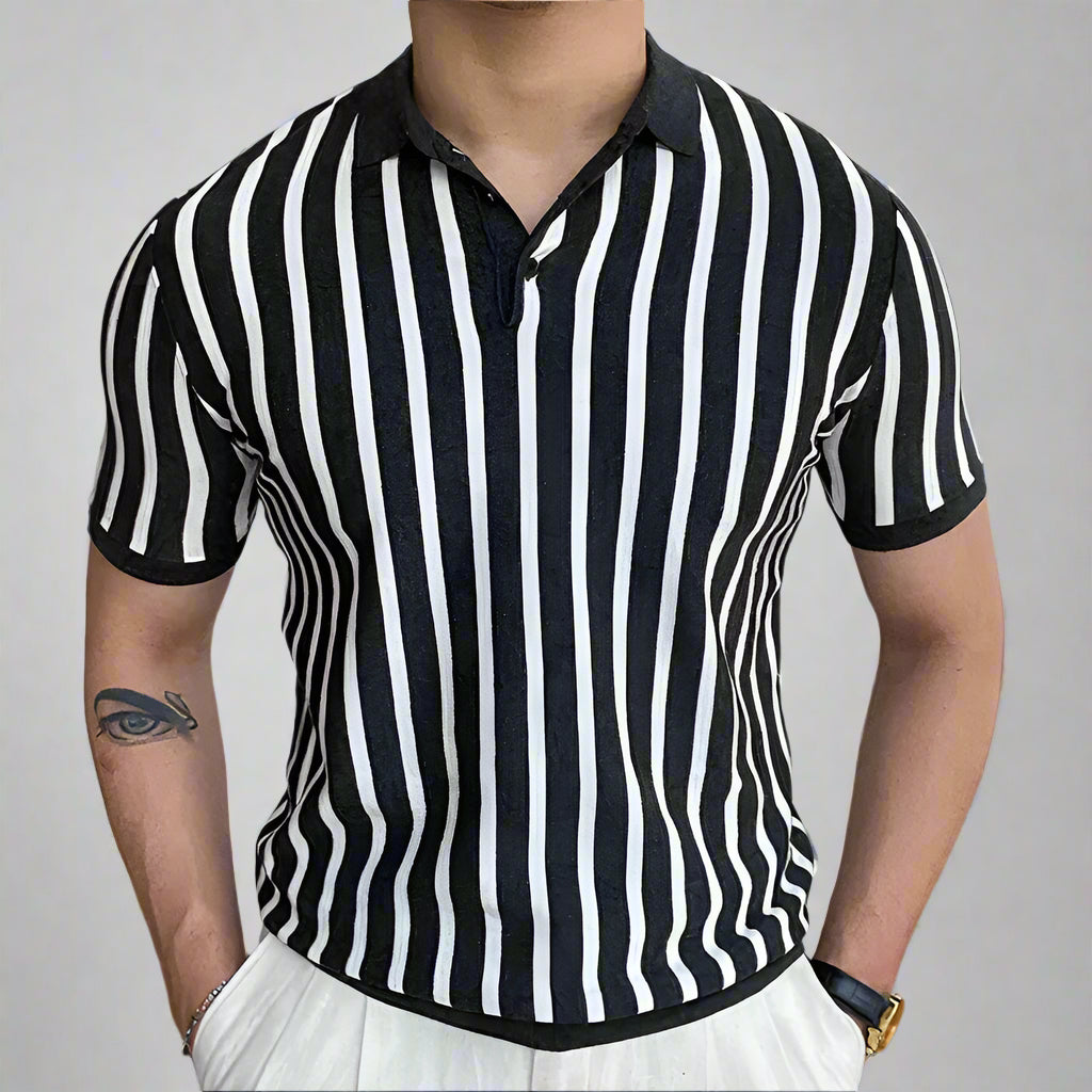Luca | Poloshirt met Lange Mouwen voor Heren met Verticale Strepen 1
