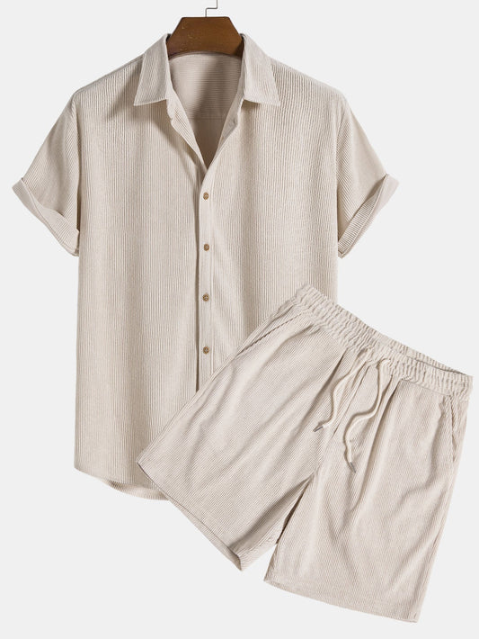 Heren - Korte Mouwen Set - Lichte Stoffen - Casual Outfit - ELEGANTE COMBINATIE