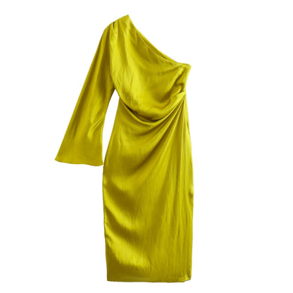 Luna | Asymmetrische Midi-Jurk in Geel en Groen voor Dames 2