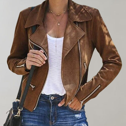 Leren Jas - Dames - Asymmetrisch - Moderne Lederjas - MELAN