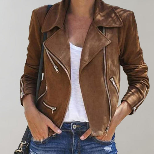 Leren Jas - Dames - Asymmetrisch - Moderne Lederjas - MELAN