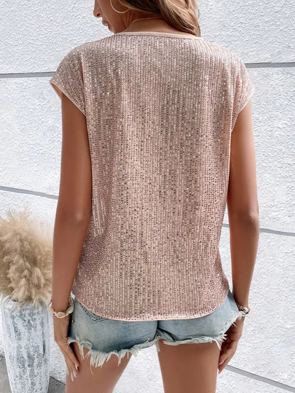 Vrouwen - Mouwloze Top - Glittermateriaal - Elegante Feestoutfit - GLAMOUR SHINE