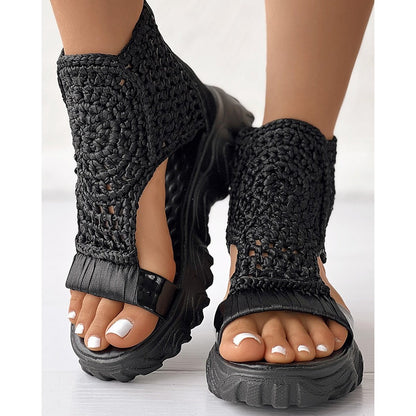 Gevlochten Sandalen - Dames - Schokabsorberende Zolen - Comfortabele Schoenen - ZOMERGENOT