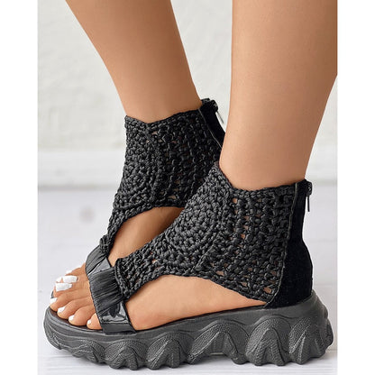 Gevlochten Sandalen - Dames - Schokabsorberende Zolen - Comfortabele Schoenen - ZOMERGENOT