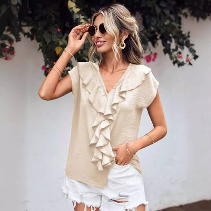 Vrouwen - Katoenen Blouse - Ademend Materiaal - Zomer Mode - ELEGANTE LOOK