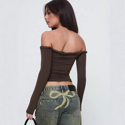 Dames - Off-shoulder Top - Lange Mouwen - Trendy Fashion voor Elke Gelegenheid