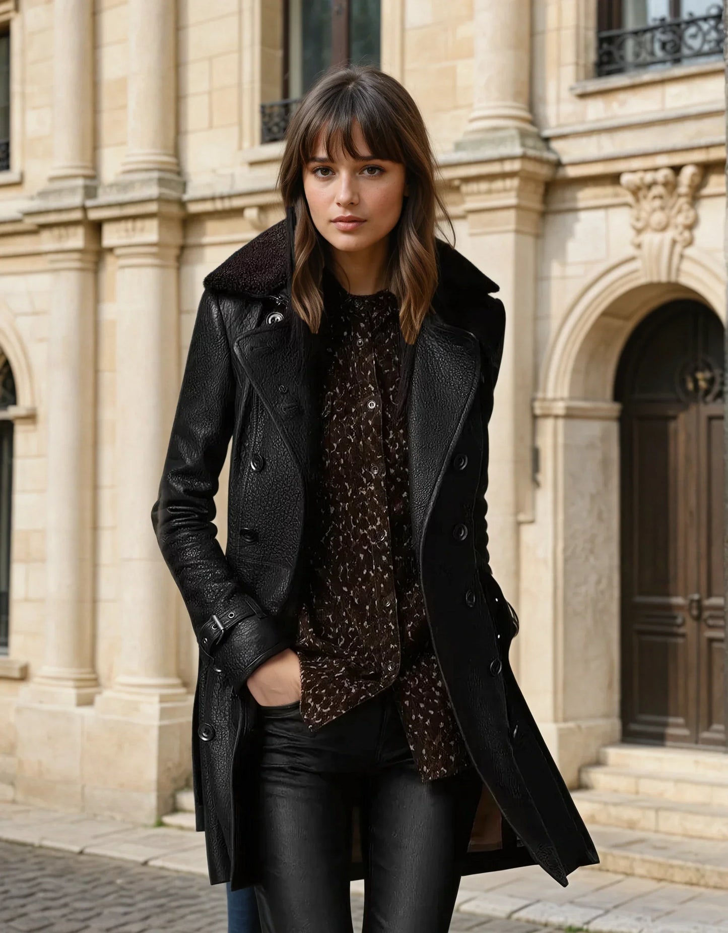 Leren Trenchcoat - Dames - Lang - Elegante Mantel - Vista