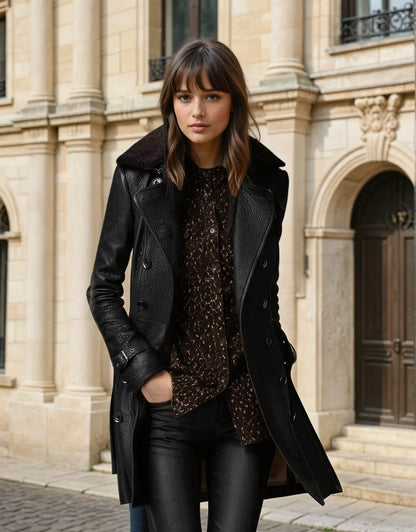 Leren Trenchcoat - Dames - Lang - Elegante Mantel - Vista